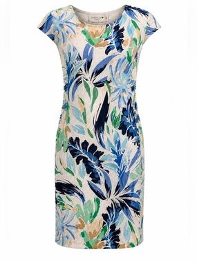 Linen Luv Italian Linen Floral Shift Dress NWT XS Extra Small